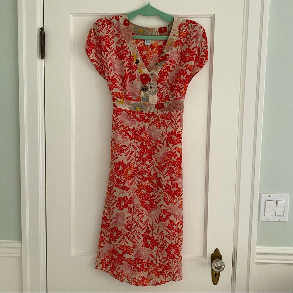 Anthropologie Odille Silk Short Sleeve Dress Size 4